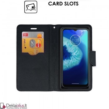 Atverčiamas dėklas su skyreliais - juodas (Motorola Moto G8 Power Lite)